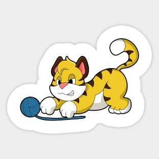 Tiger with Woll yarn ball Sticker